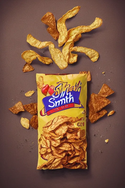 Image similar to 📷 matt smith the bag of smith's crisps, made of food, head portrait, dynamic lighting, 4 k