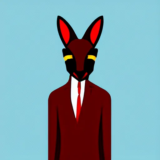 Image similar to spy kangaroo, in a strict suit, avatar image, digital art, minimalism