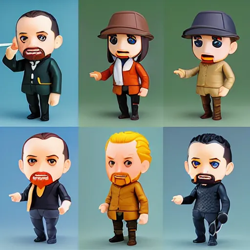 Image similar to high quality portrait flat matte painting of van Gogh in the style of nendoroid and Toon toys , flat anime style, thick painting, medium close-up