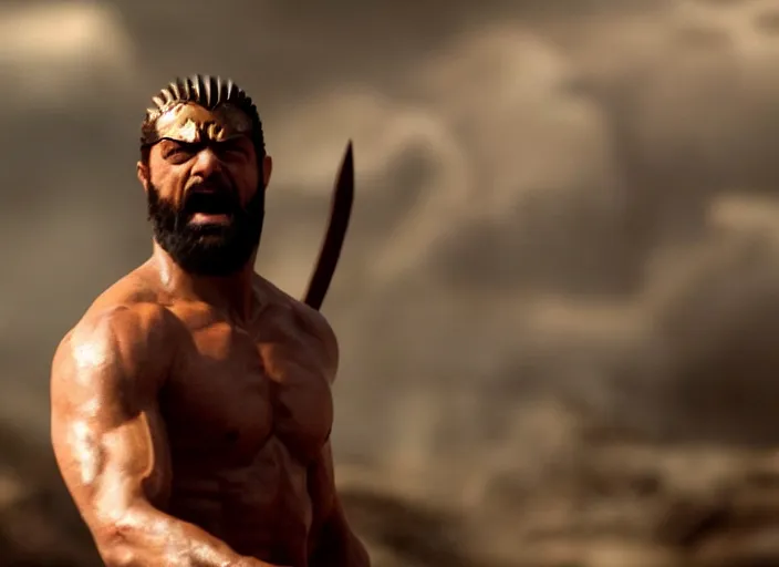 Image similar to film still of rimuru tempest as leonidas in 3 0 0 movie, 8 k