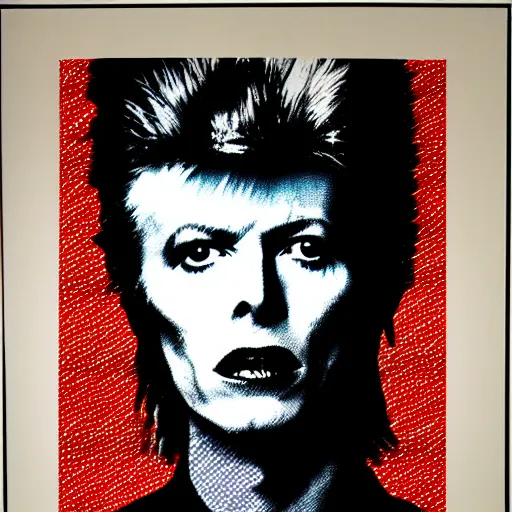 Image similar to individual furry manga david bowie silk screen portrait andy warhol style