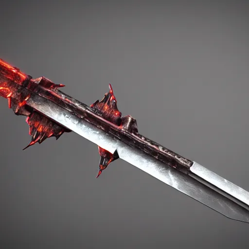 Image similar to draconic sword, cyberpunk, octane render, trending on artstation