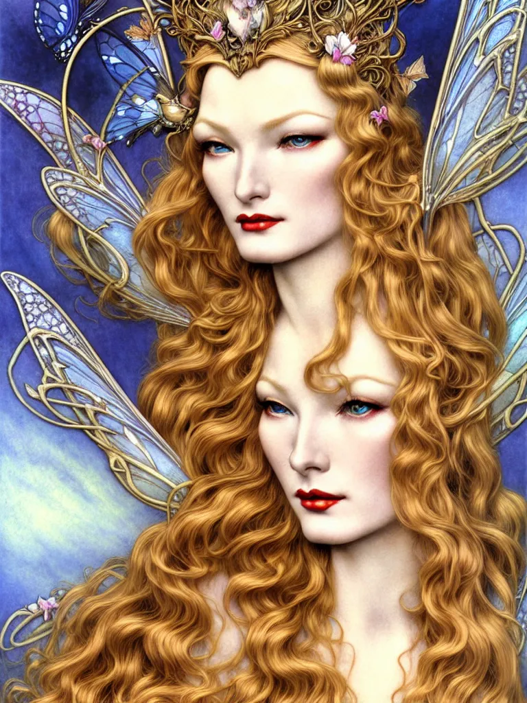 Prompt: realistic detailed face portrait of Veronica Lake as Fairy Queen Titania in Art Nouveau style, Ayami Kojima, Yoshitaka Amano, Charlie Bowater, Karol Bak, Greg Hildebrandt, Jean Delville, and Mark Brooks, Art Nouveau, Pre-Raphaelite, Gothic Revival, exquisite fine details, full body, one face, 4k resolution, large motifs, hyper realistic, 8k image, 3D, supersharp, perfect symmetry, High Definition, Octane render in Maya and Houdini, light, shadows, reflections, photorealistic, masterpiece, smooth gradients, no blur, sharp focus, photorealistic, insanely detailed and intricate, cinematic lighting, Octane render, epic scene, 8K