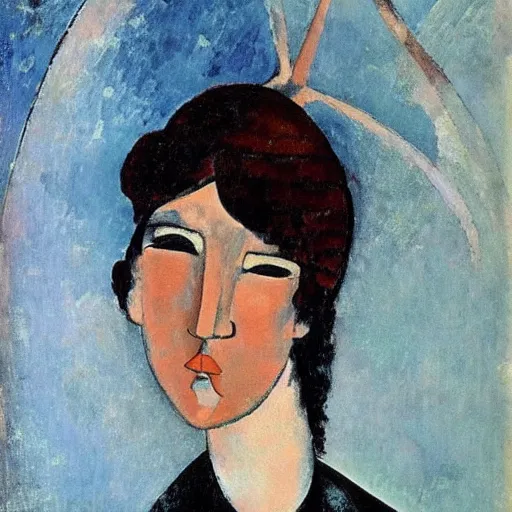 Prompt: in xanadu did kubla khan a stately pleasure dome decree. ( modigliani and calder collaboration )