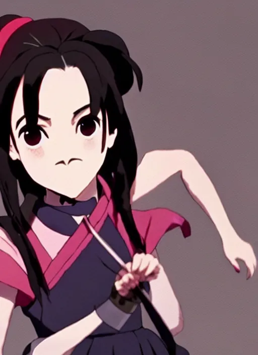 Image similar to emma watson as nezuko Kamado from demon slayer anime ねずこちゃん screenshot from demon slayer nezuko from demon slayer anime by artgem by greg rutkowski trending on artstation