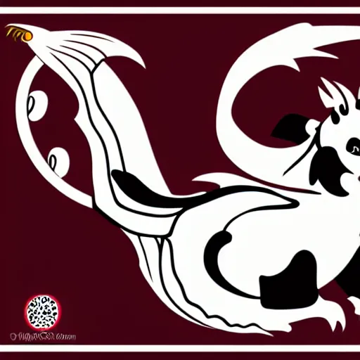 Image similar to vector art of welsh dragon and panda mixed, intercrossed, chimera, adobe illustrator