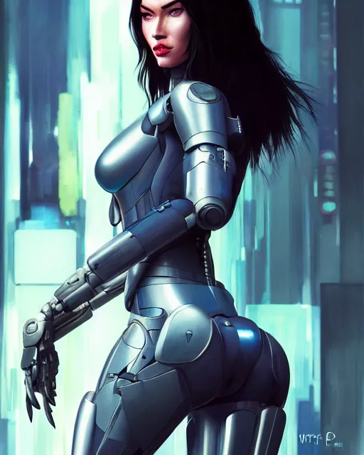 Image similar to weta disney movie still portrait photo of megan fox as the major ghost in the shell as cyborg woman by pixar, by weta, wlop, ilya kuvshinov, rossdraws, artgerm, maxim cover, latex, sweaty, iridescent, bright morning, anime, liosh, mucha