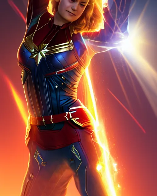 Image similar to Captain Marvel, sharp details, sharp focus, elegant, highly detailed, illustration, by Jordan Grimmer and greg rutkowski and PiNe(パイネ) and 薯子Imoko and 香川悠作 and wlop and maya takamura, intricate, beautiful, Trending artstation, pixiv, digital Art