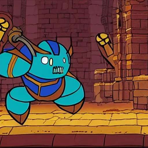 Image similar to “A still of Shovel Knight in the film Avengers, high definition”