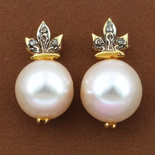 Image similar to jewelry design, pearl earrings with phoenix decoration