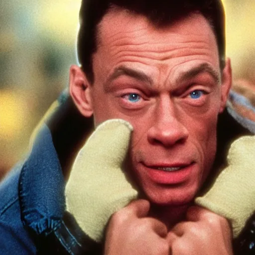 Image similar to Jean CLAUDE Van Damme starring as Kevin McAllister in Home alone