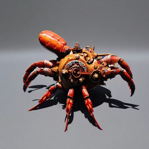 Image similar to ornate space ship orbiting a gas planet, 4 0 k warhammer, shrimp, prawn, lobster, crab