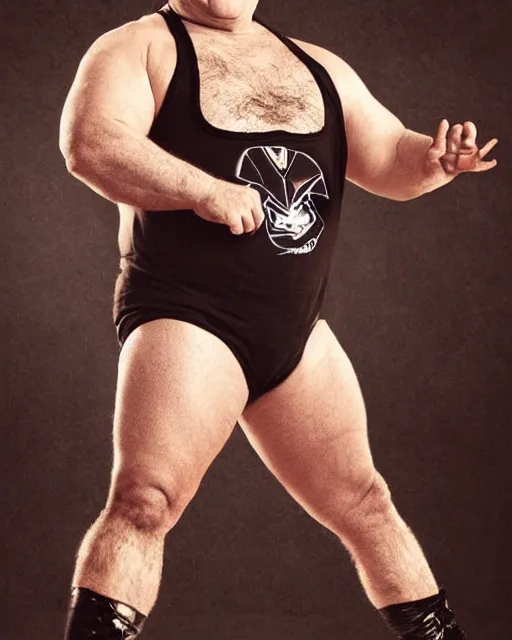 Image similar to portrait of danny devito as a professional wrestler. photographic, photography