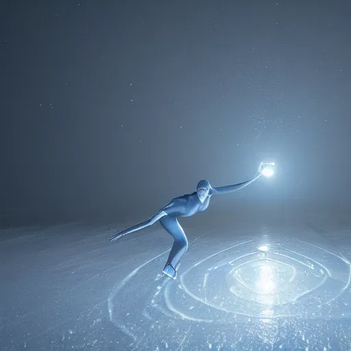 Prompt: a surreal figure skate on smooth ice cinematic light, unreal engine, trending on artstation