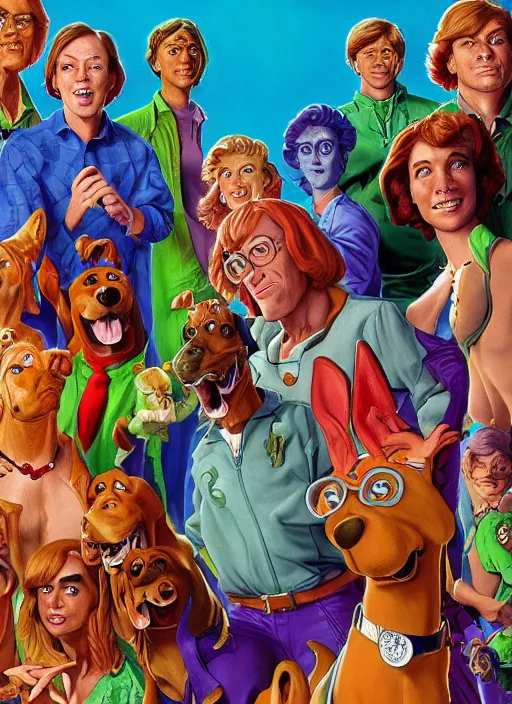 Image similar to portrait of Scooby-Doo in Society (1989), highly detailed, centered, solid color background, digital painting, artstation, concept art, smooth, sharp focus, illustration, artgerm, donato giancola, Joseph Christian Leyendecker, Les Edwards, Ed Repka, WLOP, Artgerm