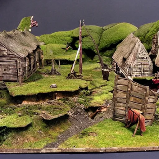 Prompt: diorama From the villages of the Norse