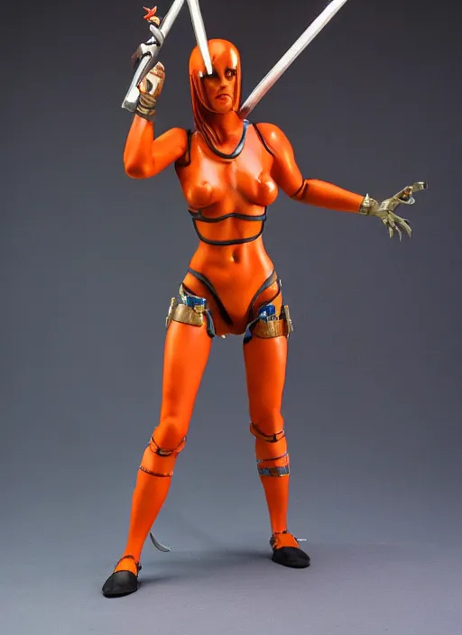 Prompt: Leeloo warhammer figure. Studio lighting, no background.