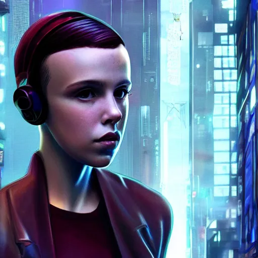 Image similar to Cyberpunk Millie Bobby Brown