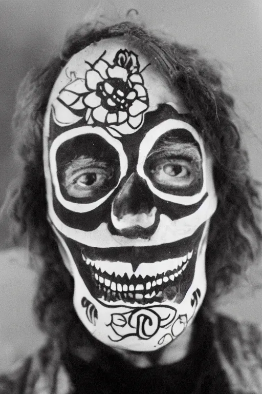 Prompt: 35mm photo of Mario in a day of the dead mask