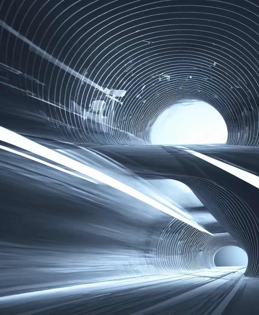 Prompt: highly detailed photo of high speed air moving in futuristic tunnel experiment, 3 d render, hyper realistic, concept art, 8 k detail post - processing