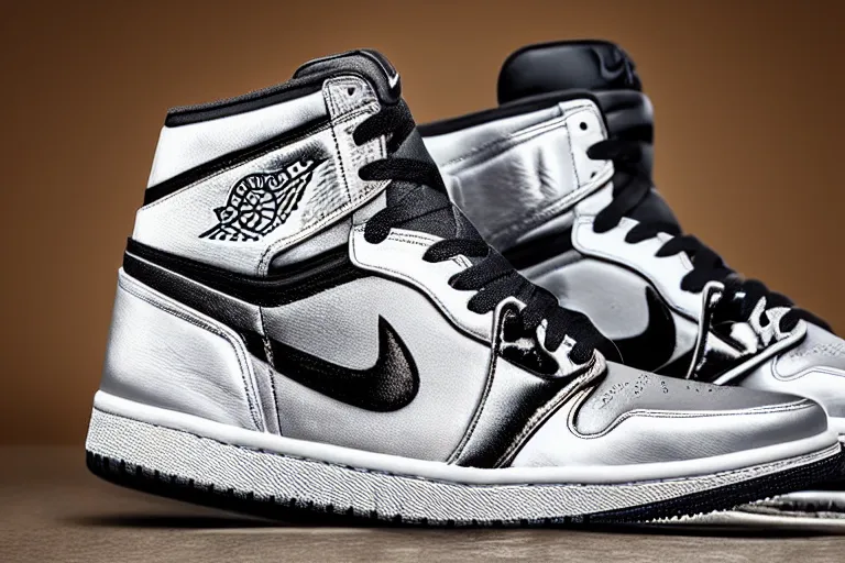 Image similar to air jordan sneakers made of diamond,