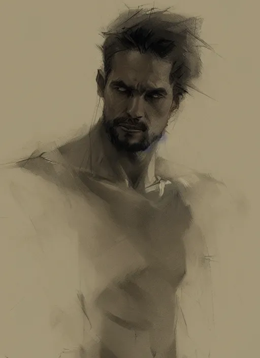 Image similar to a man, by greg rutkowski, trending on artstation, masterpiece, charcoal pencil