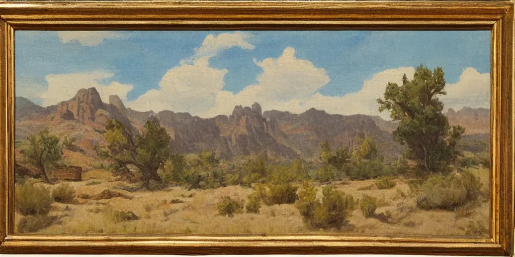 Image similar to American West scenery, XIXth century painting