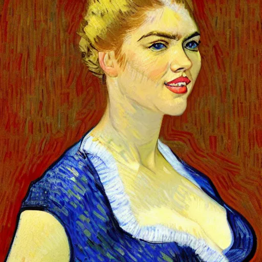 Prompt: a portrait painting of Kate upton by van gogh