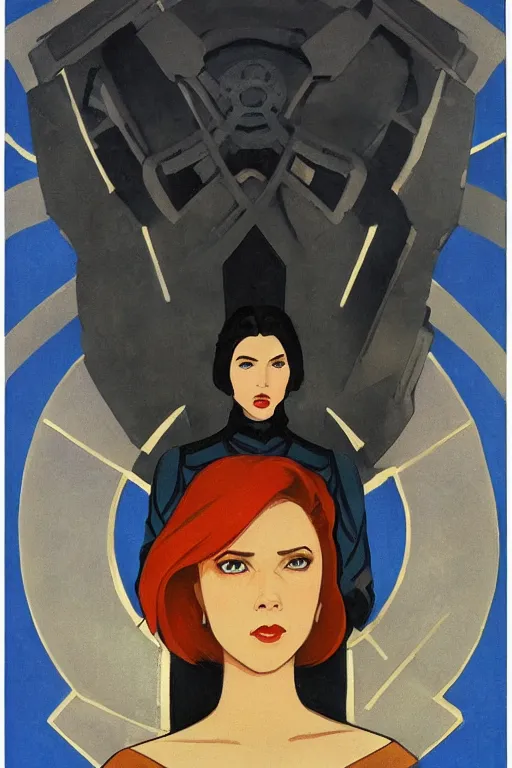 Image similar to black widow ( natasha romanova ), marvel, artwork by nicholas roerich,