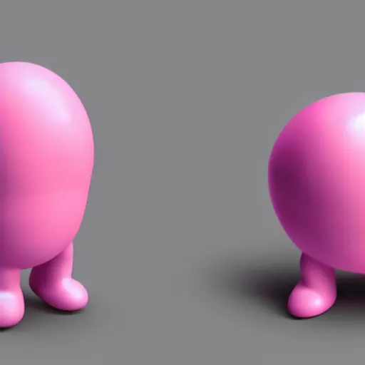 Prompt: 3D render of a pink humanoid jellybean with no facial features other than a white circular eye with two black dots on it