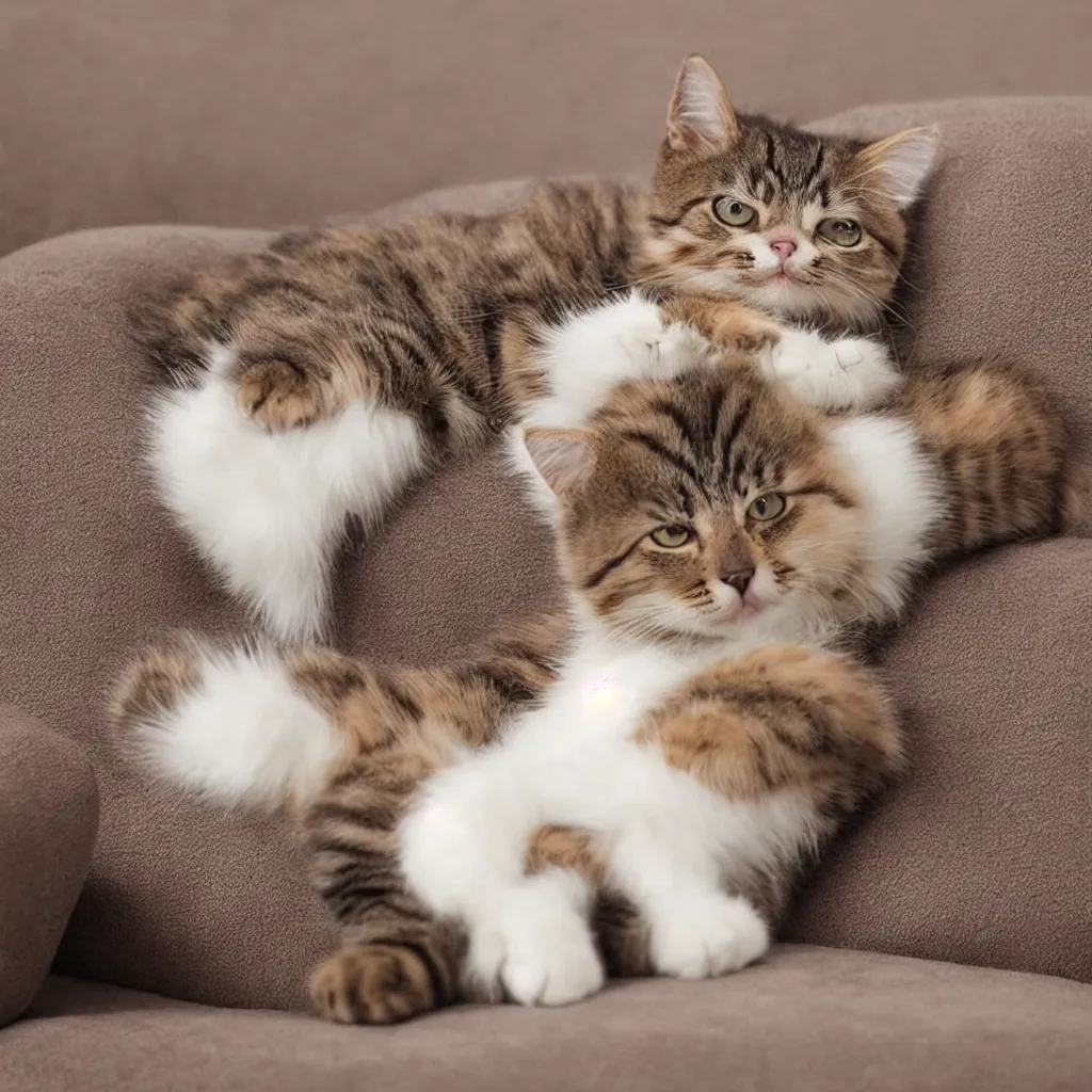Prompt: cute cat lying on sofa realistic