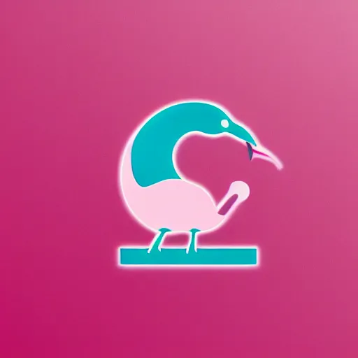 Image similar to petrol colored logo for a telecommunication provider called yallo with a pink flamingo on the side, 4 k,