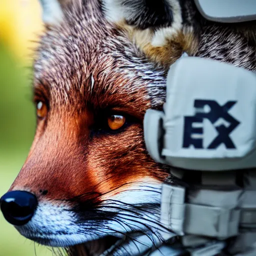 Image similar to Closeup of Fox dressed in a modern American soldier uniform, 85mm f/1.4