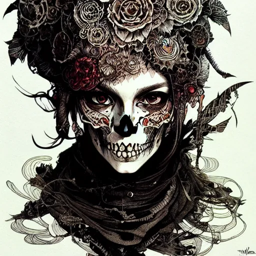 Prompt: portrait painted in ian mcque style drawn by vania zouravliov and takato yamamoto, inspired by skull, intricate acrylic gouache painting, high detail, sharp high detail, artstation