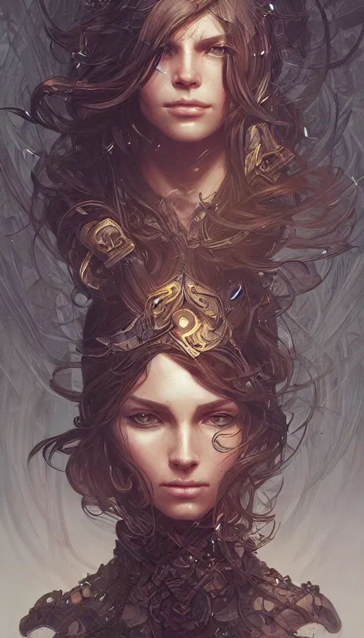 Image similar to huntress, fibonacci, sweat drops, insane, intricate, highly detailed, digital painting, artstation, concept art, smooth, sharp focus, illustration, Unreal Engine 5, 8K, art by artgerm and greg rutkowski and alphonse mucha