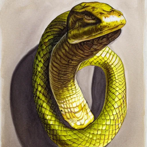 Image similar to a portrait of a snake made of a banana