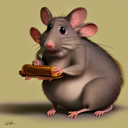 Image similar to rat by pixar style, cute, illustration, digital art, concept art, most winning awards