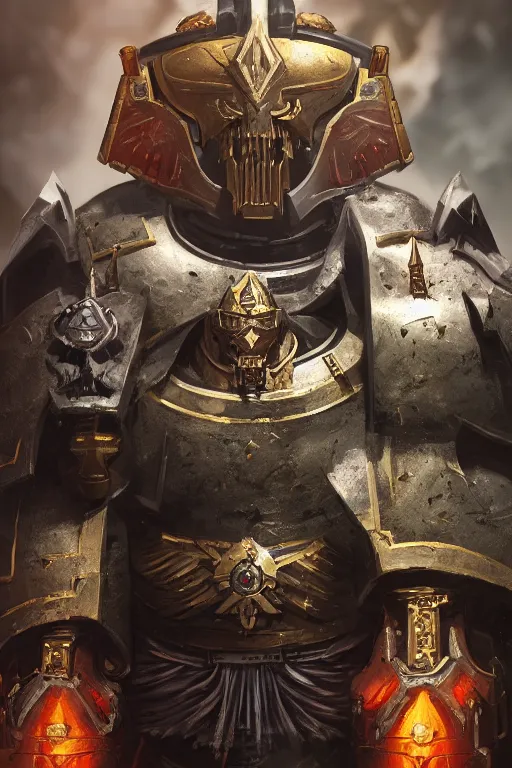 Image similar to armor portrait heros warhammer 4 0 k horus heresy fanart - the primarchs emperor by johannes helgeson animated with vfx concept artist & illustrator global illumination ray tracing hdr fanart arstation zbrush central hardmesh 8 k octane renderer