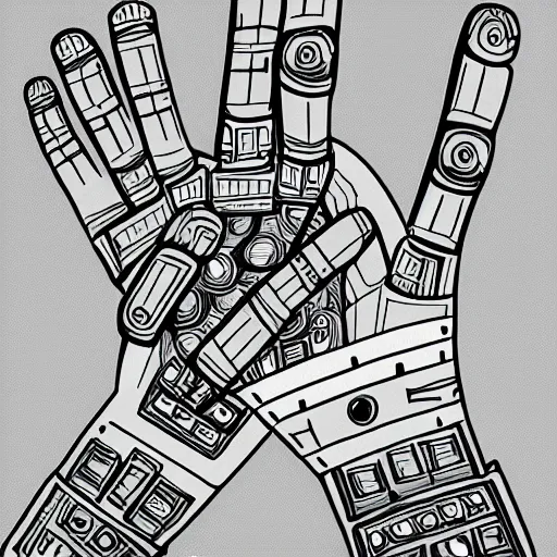 Image similar to robot hands line-art