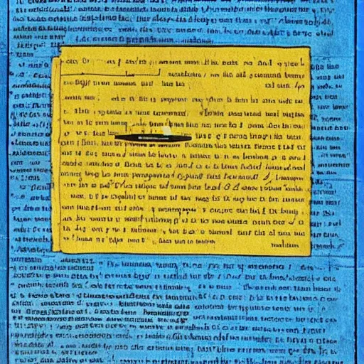 Image similar to the last page of einstein's secret manuscript, blue - print, of a ufo propulsion system, for dummies, english texts, anti - gravity