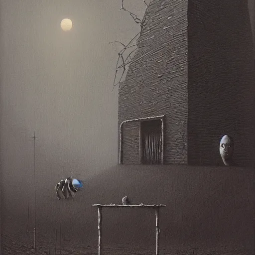 Prompt: Spider Home, Dark Place by zdzisław beksiński