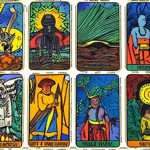 Prompt: indigenous tarot cards