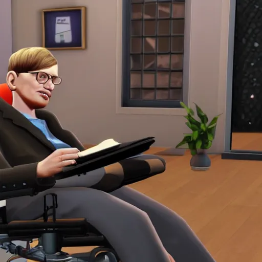 Image similar to stephen hawking in sims 4, gameplay footage