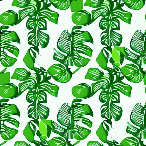 Image similar to symmetry, repeating pattern seamless. monstera, hand drawn, green, flat color, minimalistic, leaf design, wall paper