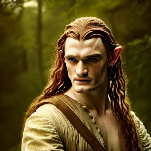 Image similar to photographic portrait of a stunningly beautiful renaissance pre raphaelite king legolas the elf male in soft dreamy light at sunset, contemporary fashion shoot, by edward robert hughes, annie leibovitz and steve mccurry, david lazar, jimmy nelsson, breathtaking, 8 k resolution, extremely detailed, beautiful, establishing shot, artistic, hyperrealistic, beautiful face, octane render