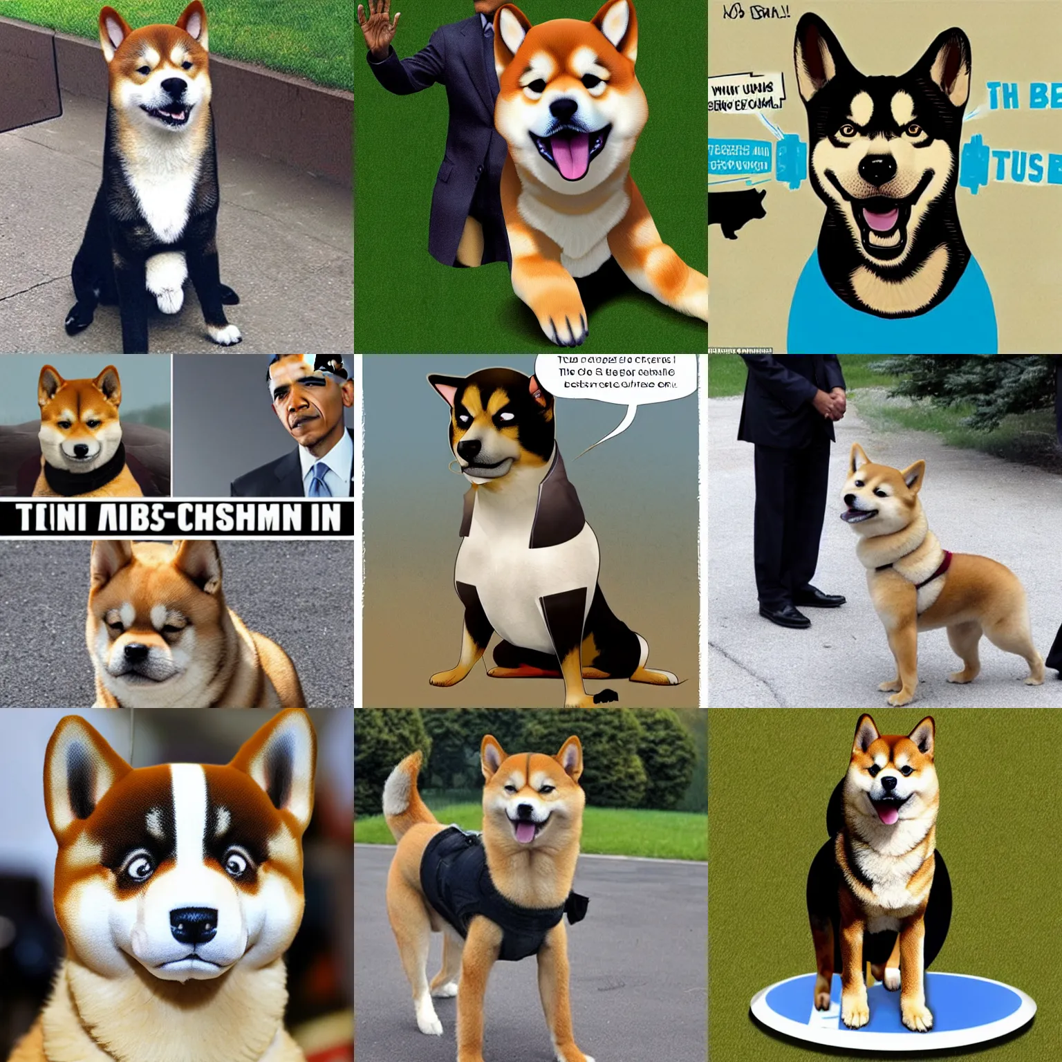 Prompt: obama shiba inu fusion chimera dogbama obamadog