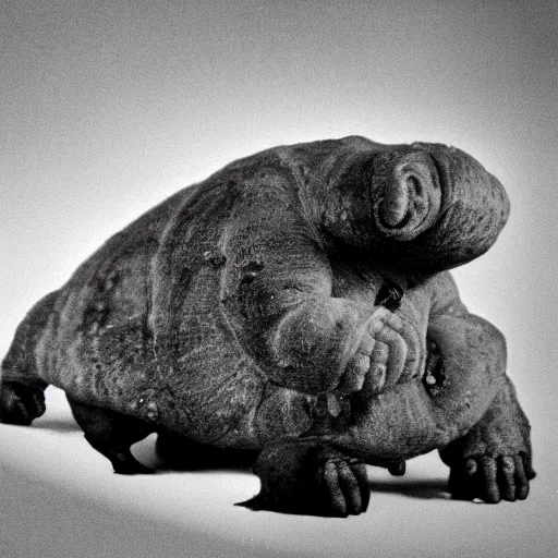 Prompt: picture of soviet tardigrade domestication experiments, black and white photo