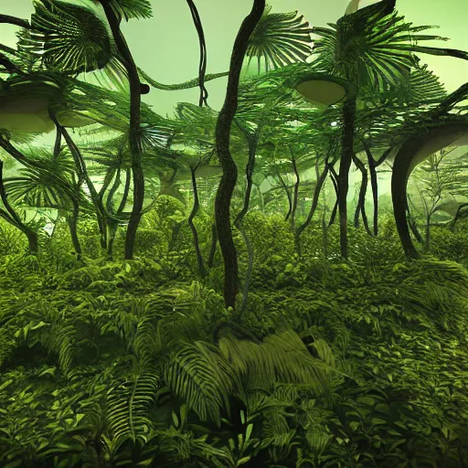 Prompt: “Organic modular synth made of jungle forest, 8k resolution, Unreal Engine 5, entangled, futuristic, hyperrealism”