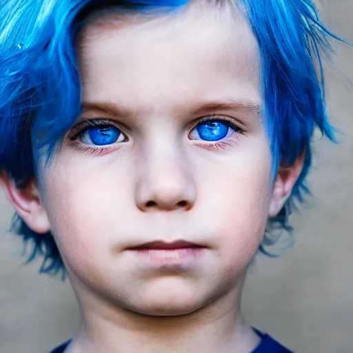 Image similar to a boy with blue hair and blue eyes