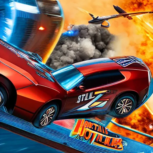 Image similar to a still of dwayne johnson in the movie hotwheels acceleracers